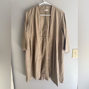 J Jill Pure Jill Womens Linen Long Sleeve Duster Jacket Cardigan Brown SZ S